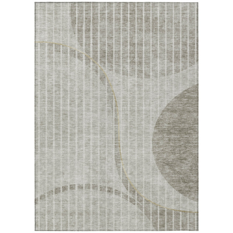 Tapis intérieur / extérieur beige rayé taupe 8 'x 10'