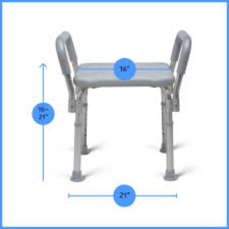 Adjustable Gray Plastic Shower Chair with Arms