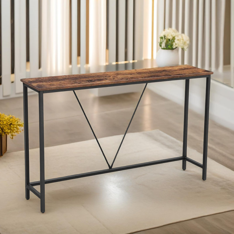 120Cm Rustic Console Table Metal Frame Entryway Hallway Living Room