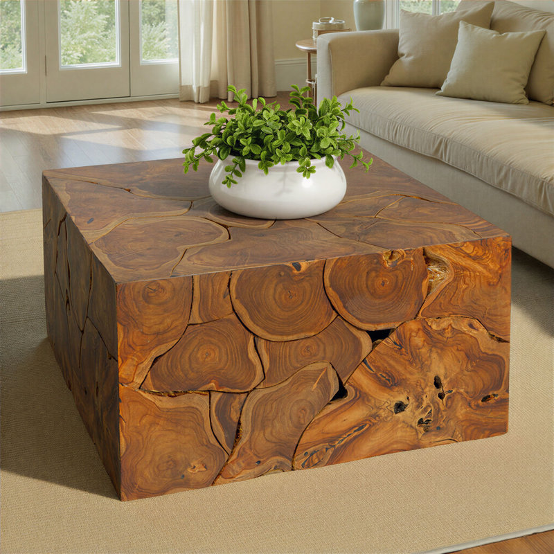 Mesa Teakwood Root Square Coffee Table, Natural, 15.75" H x 30" L x 30" W 