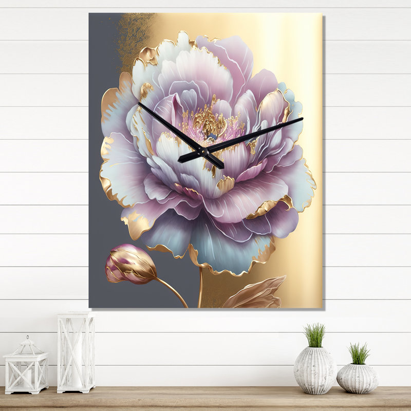 Fleur mauve simple - horloges murales florales, H 32 po x l 16 po x P 1 po
