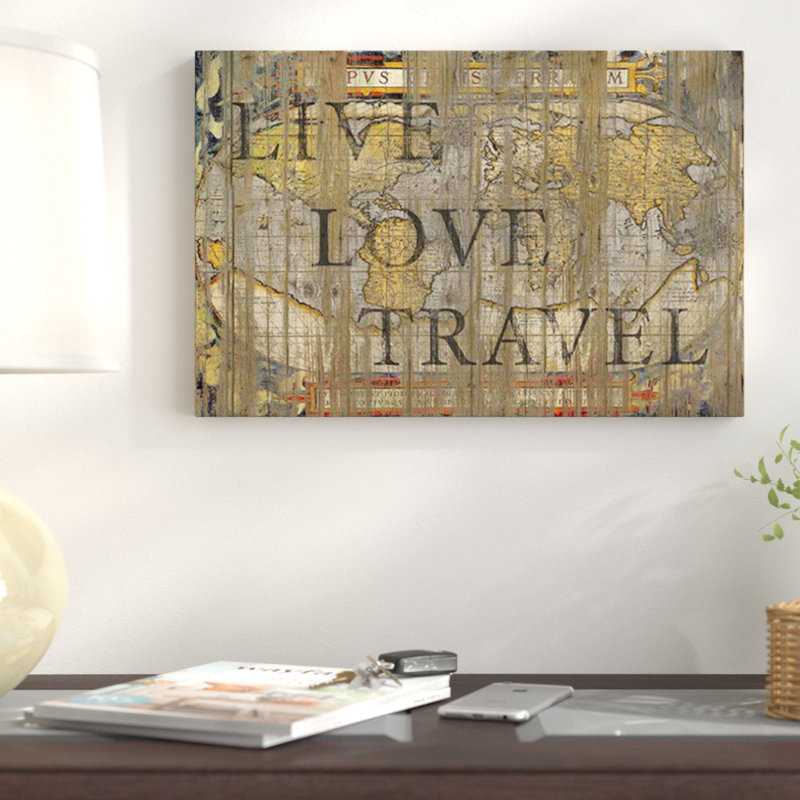 «Live Love Travel» par Diego Trigall, impression, Toile, H 18 po x l 26 po x P 1,5 po