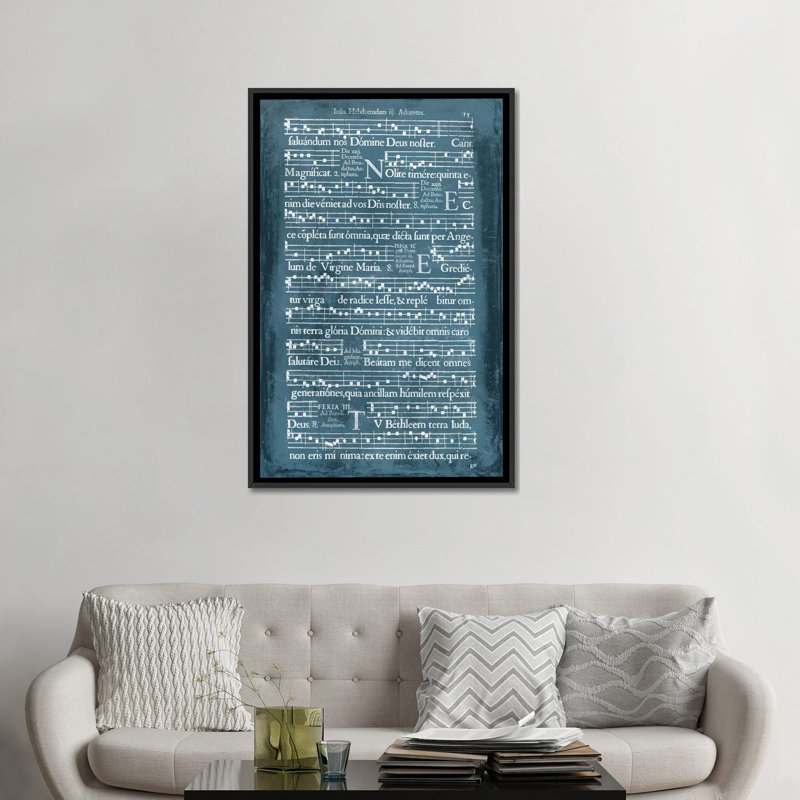 « graphic songbook ii », art textuel sur toile, H 26 po x l 18 po x P 1,5 po, Toile avec cadre noir, Pas de tapis