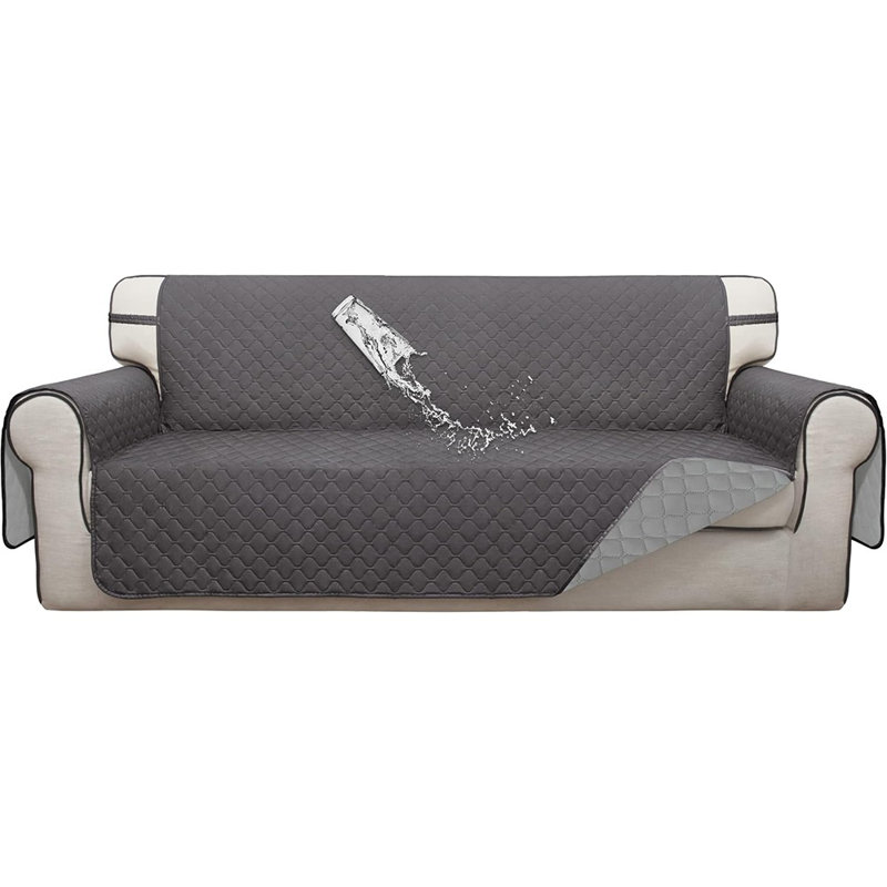 Housse de canapé réversible - gris / gris clair - 3 coussins, imperméable double couche, protection des animaux de compagnie
