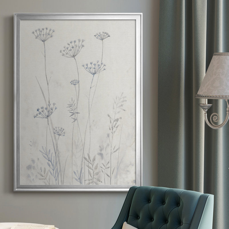 Toile neutre encadrée de qualité supérieure Queen Anne's Lace II - prête à être accrochée, Argent