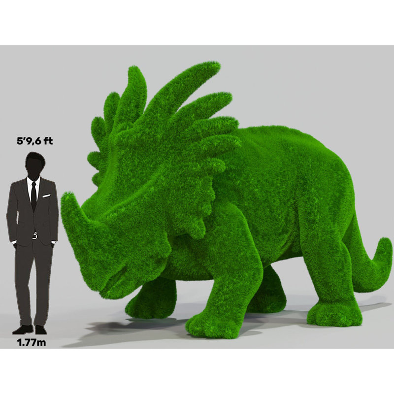 Outdoor Styracosaurus Dinosaur Topiary Green Figures