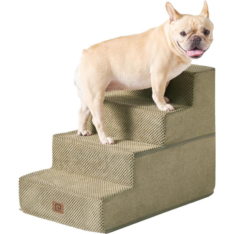 Escalier pour animal 3 marches Emalee, Brun clair, Petit (H 18 po x l 15 po x P 24 po)