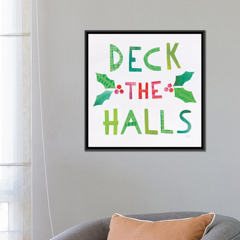 « christmas collage ii », art textuel sur toile, H 18 po x l 18 po x P 1,5 po, Toile avec cadre noir, Pas de tapis