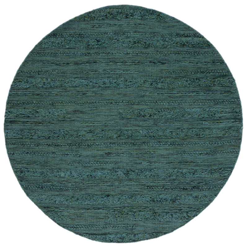 Hartzler Handmade Flatweave DARK GREEN / BLACK Area Rug, Round 6'