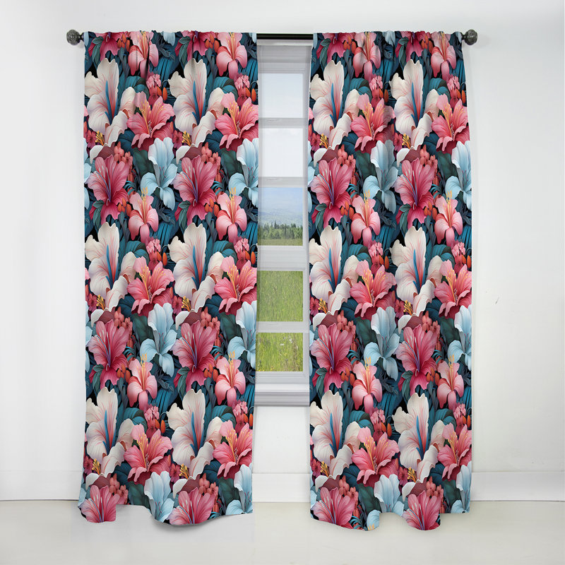 Tropical Mirage - Motif tropical - Rideau floral - Rideau occultant floral - 1 panneau, L 52 po x L 108 po