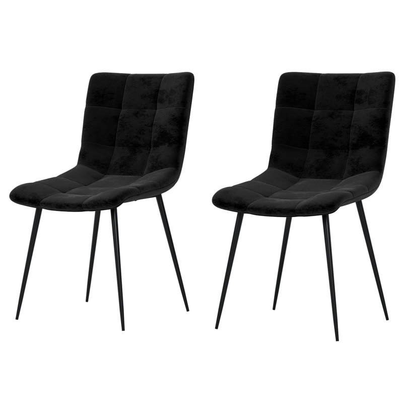 Dining Chairs Upholstered Velvet Fabric Seat Kitchen Dining Room Furniture, UKFR Certified, 2, Black