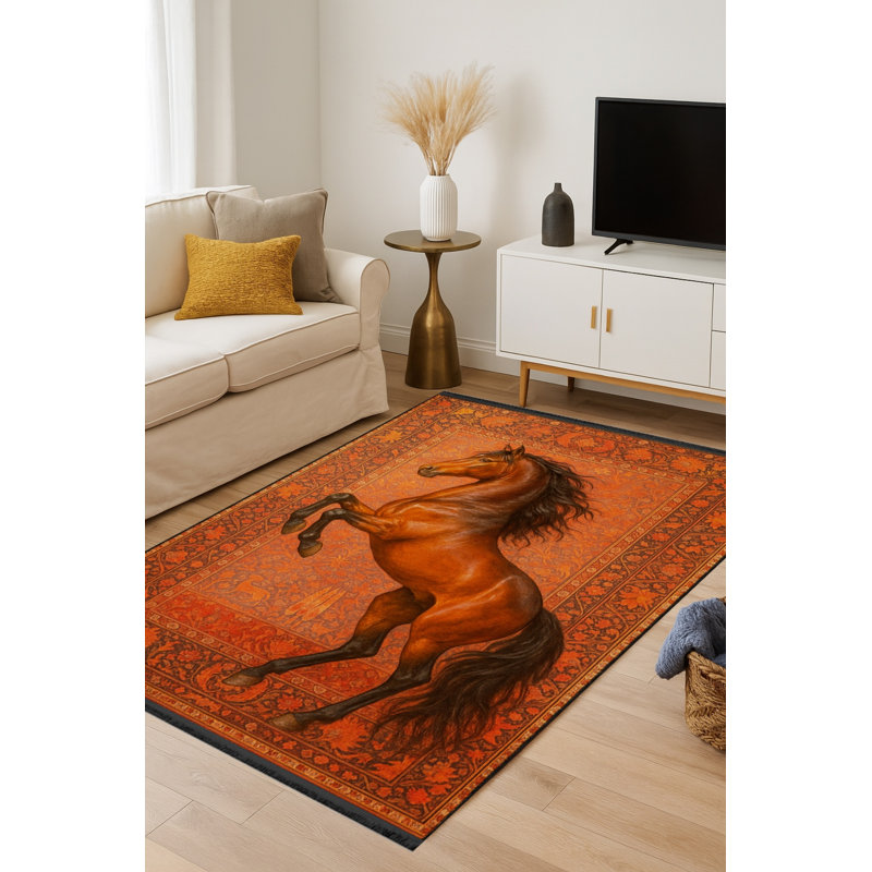Tapis tissé orange Mosso, 6 pi 7 po x 9 pi 10 po