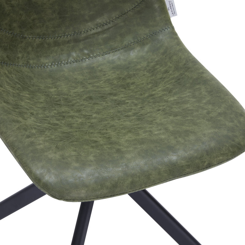 Matthew Leather Dining Side Chair With 360-Degree Swivel And Powder-Coated Iron Legs Matthew Collection, Green, 1
