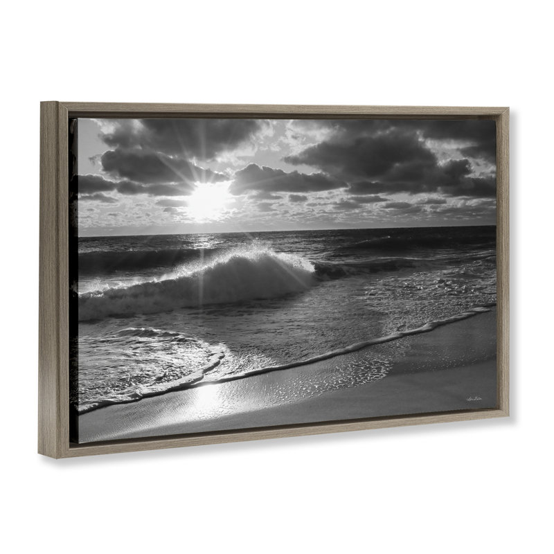 Toile flottante encadrée "Sunset Crashing Wave" par Lori Deiter, Cadre flottant orme Montalcino, H 17 po x l 25 po