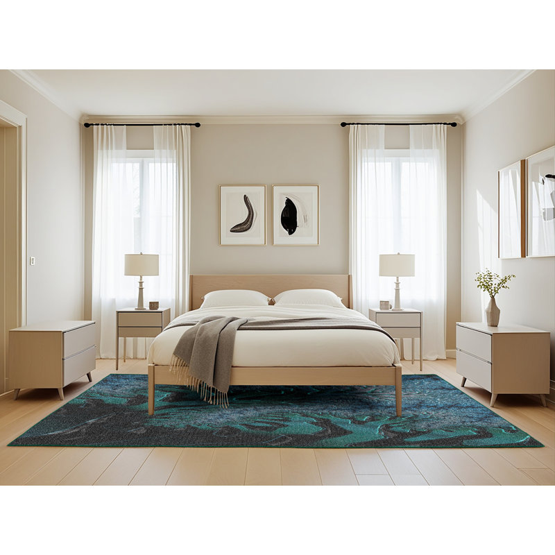 Tapis noir/vert/bleu, Rectangle de 5 pi x 8 pi