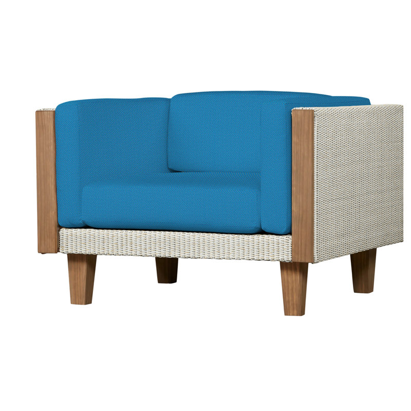 Catalina Outdoor Teak Lounge Chair, Demo Mist, Antique White