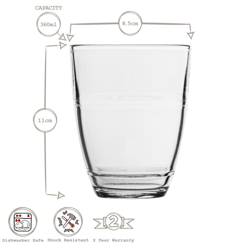 Duralex 360ml Tempered Glass Highball Glass Glassware