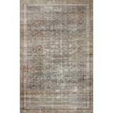 Jules Oriental Power Loomed Polyester Area Rug in Ink / Terracotta