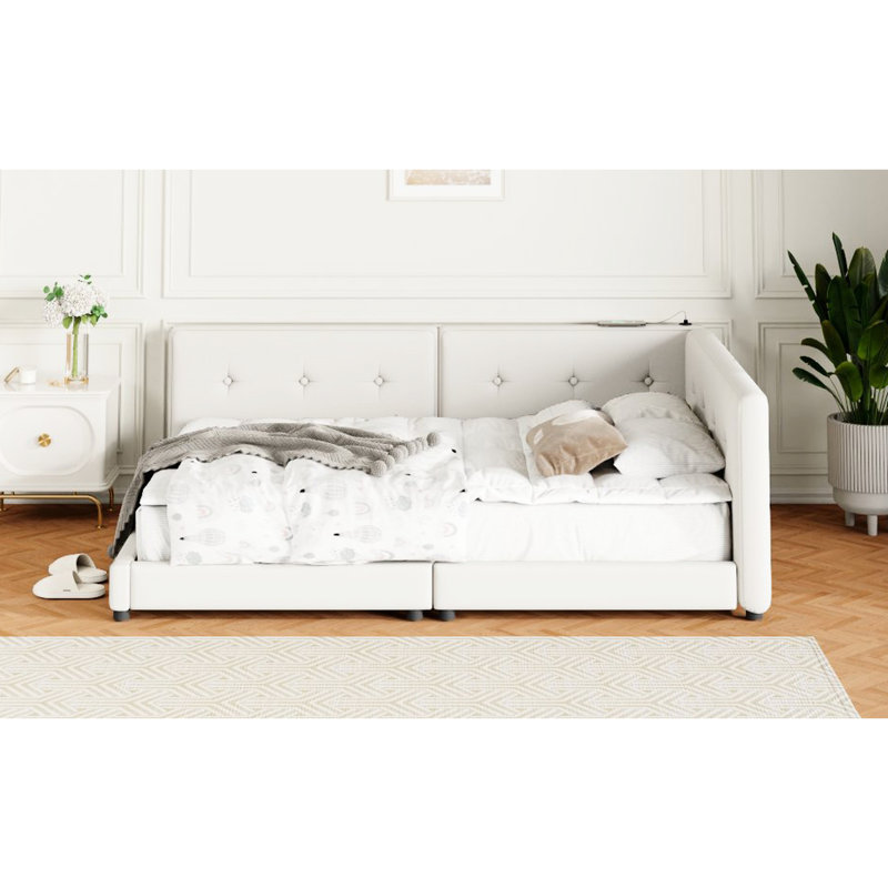 Lit tapissier avec abords - Élégance moderne, structure, aucune boîte à ressorts requise, installation simple, abords, apparence, fabrication, matelas stable, assemblage facile