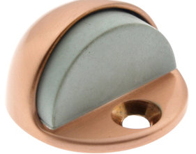 Solid Brass Floor Mount Stop, Bright Copper