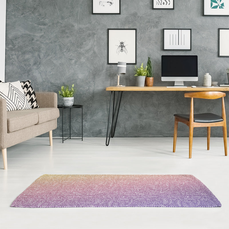 Tapis rouge/mauve dégradé ditsy floral, Rectangle 3 pi x 5 pi