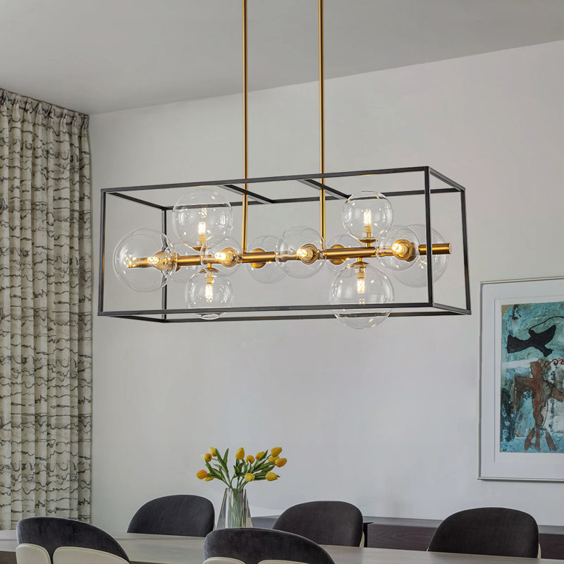 Lustre 12 lumières en verre transparent Kelline