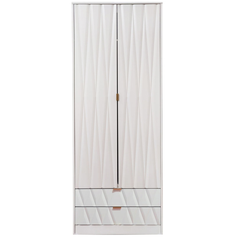 Fully Assembled Efka Diamond Wardrobe, White Matt Veneer