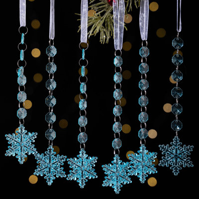 6 pièces de décoration de Noël flocon de neige suspendus en cristal acrylique décoration de Noël glaçon pendentif goutte d'eau