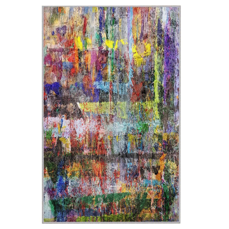 Stylish Woven Carpet (4.6 x 7.2 Feet), 100% Polyester, 0.4 in Pile Height | Antibacterial, Non-Slip Underside, Machine Washable | 3D Digital Print Design | Perfect for Living Room, Bedroom, & Dining Areas