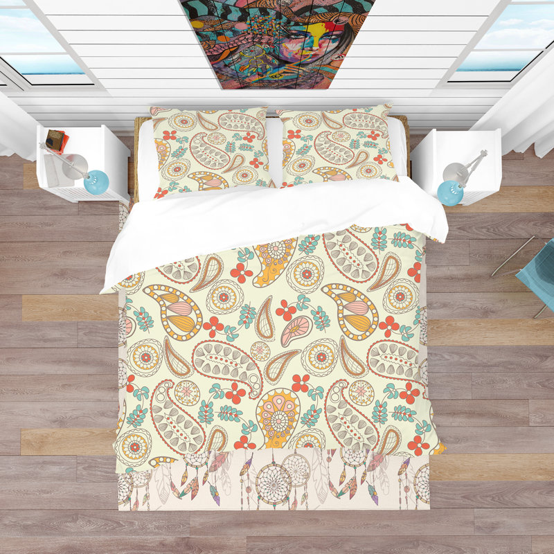 Ensemble de housse de couette rétro, Housse de couette très grand + 2 taies décoratives