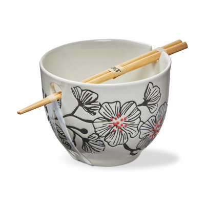 Osaka Noodle Bowl Black Multi Stoneware Everyday 16 Oz