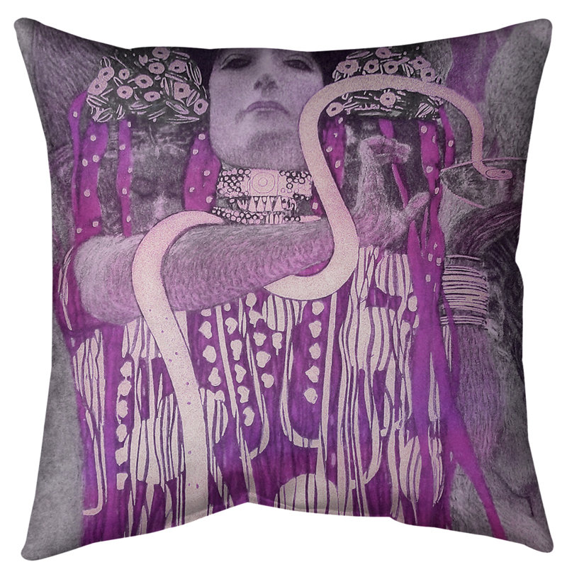 Coussin Gustav Klimt Hygeia, 36 po x 36 po, Rose
