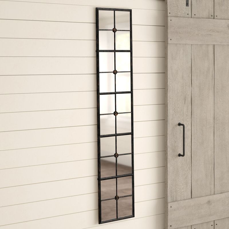 Cathcart Windowpane Metal Framed Wall Mirror, Black
