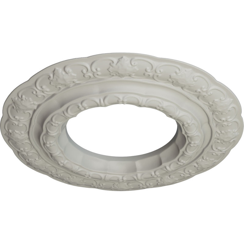 Médaillon de plafond Endurathane Lisbon, DE 15 3/8 po x P 7 po x P 1 po (convient aux auvents jusqu'à 7 po), pot peint à la main de finition crème