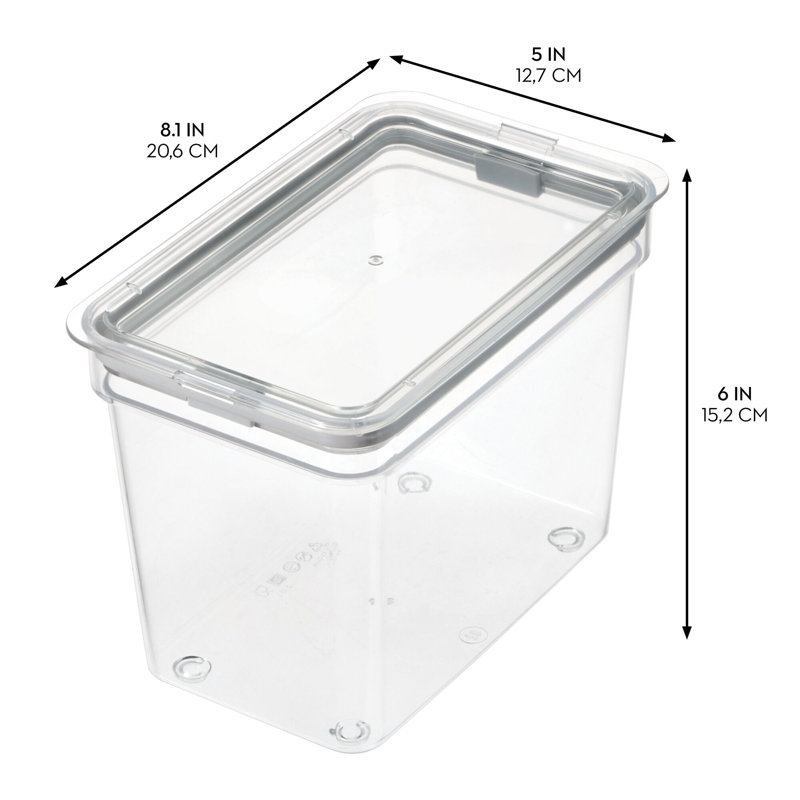 iDesign Medium Tall Dry Goods Storage Bin, The Fresh Collection – 5” L x 8.1” W x 6” H, Clear Bin