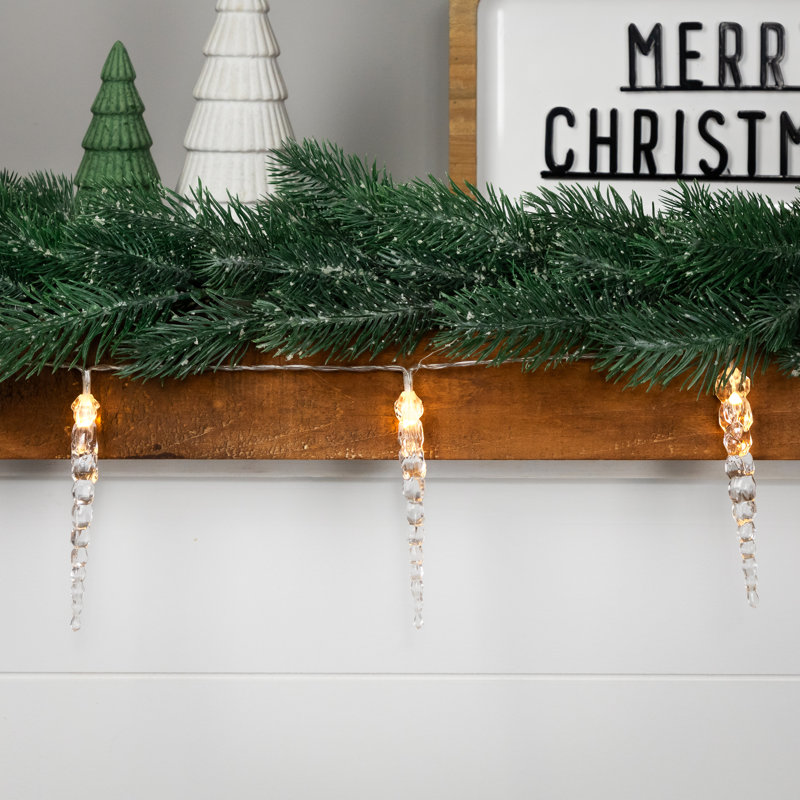 Icicle String Christmas Light Set - Warm White - 4.5' Clear Wire - 10Ct