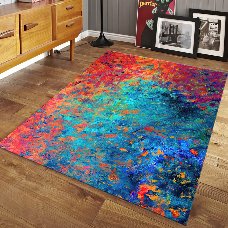 Exquisite With Pile Soft Type Printed Rug Featuring Geometric Shapes and Vibrant Colors Perfect for Adding a Unique Touch to Any Room in Your Home