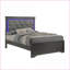 Ensemble de chambre à coucher, grand lit moderne 4 pièces avec tête de lit à DEL, bois gris anthracite | Gris | Bois-145914829-145914826-145914825