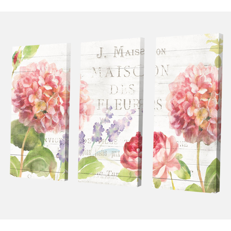 Maison Des Fleurs II - 3 Piece Wrapped Canvas Painting, 32" H x 48" W x 1" D
