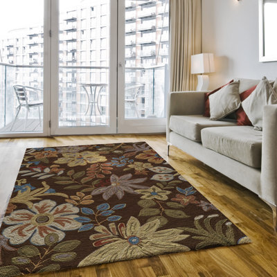 Tapis brun crocheté à la main Marmolejo