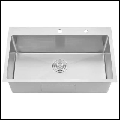 Stainless Steel 30 In 2-Hole Single Bowl Drop-In Kitchen Sink With Bottom Grid And Basket Strainer