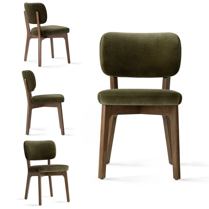 Ensemble de 4 chaises de salle à manger rembourrées Modern, Vert