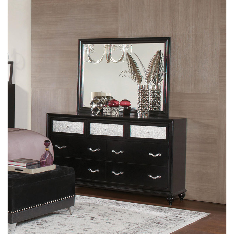 Miroir de commode Mildred, Noir, noir, noir, noir