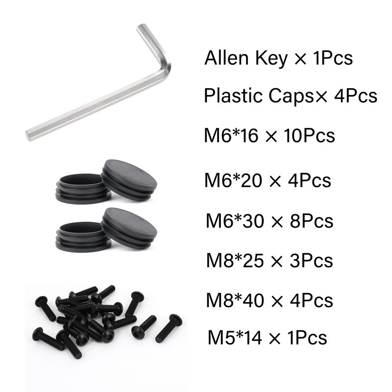 Jeu de vis noires, vis à tête cylindrique à six pans creux, acier allié 10,9, entièrement filetée