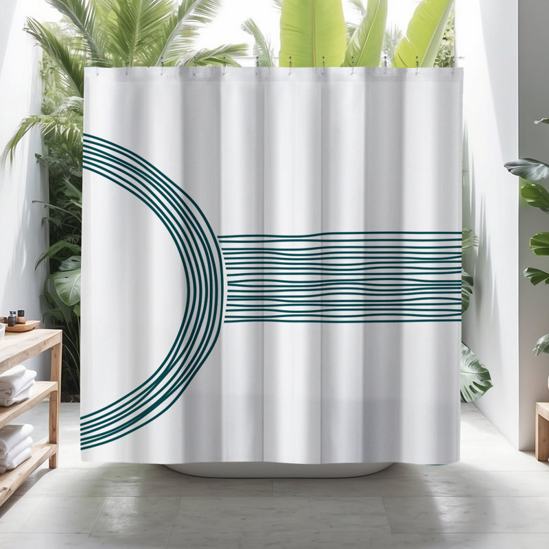 Virgo Minimalist Lines Shower Curtain, Emerald