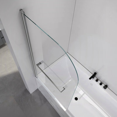 31 Inch Long * 55 High Folding Bathtub Shower Door, 1/4"  6Mm  Tempered Glass, Brushed Nickel, Matte Black, - Shattering, Easy To Maintain Cleanliness Door For Bathtub, Improves Bathroom