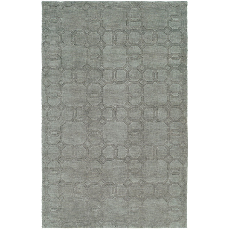 Wool Geometric Area Rug in Gray, 2' x 3'