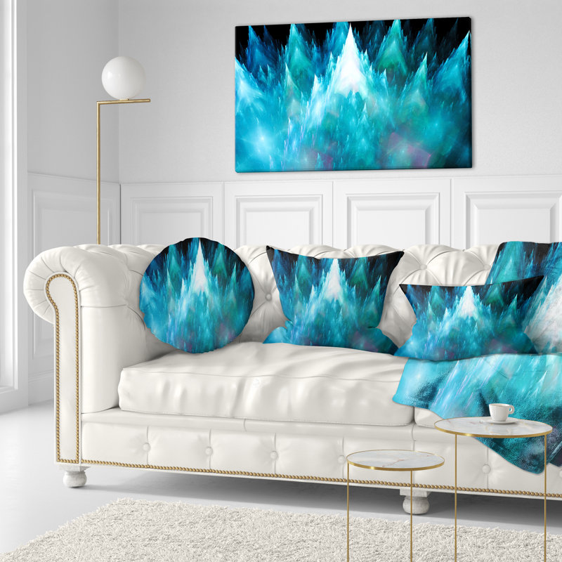 Fractal Crystals Design - Coussin imprimé abstrait, Bleu