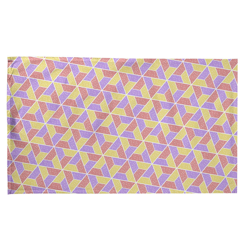 Serviette à thé trapézoïdals Mcguigan, Sergé de coton, Jaune / Mauve