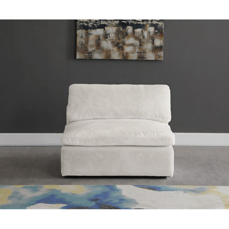 Cozy 39" W Velvet Convertible Chair, Cream Velvet